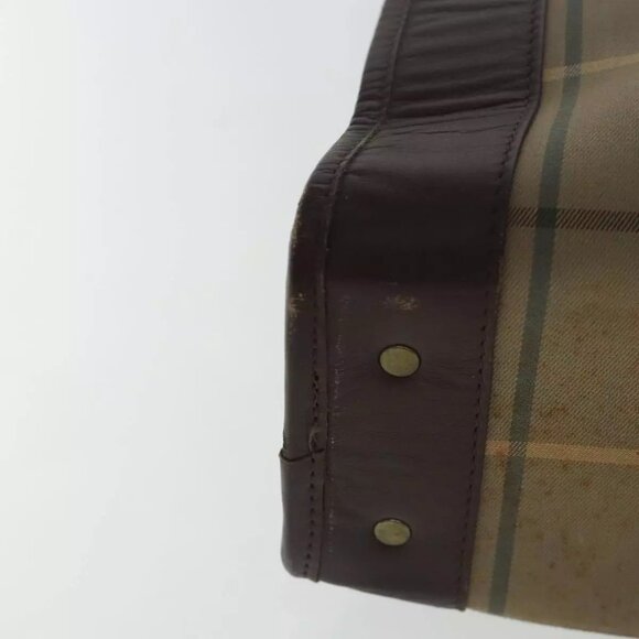 Burberrys Nova Check Hand Bag Canvas Leather Brown Auth bs19196 - Picture 5 of 16